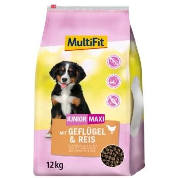 MultiFit Junior Maxi Mit Geflügel & Reis 12kg 1 MultiFit Junior Maxi Mit Geflügel & Reis 12kg