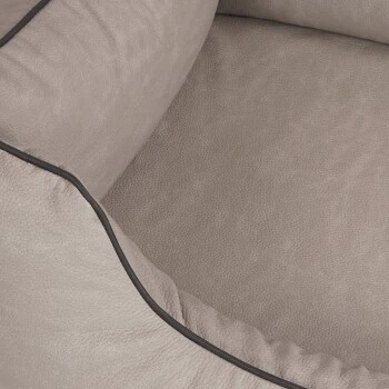 Knuffelwuff Orthopädisches Hundebett Rockland Aus Kunstleder Hellgrau M-L 3 Knuffelwuff Orthopädisches Hundebett Rockland Aus Kunstleder Hellgrau M-L – Bild 3