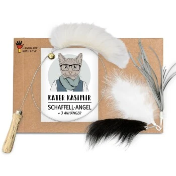 Kater Kasimir Premium Katzenangel Mit 4 Handgemachten Anhängern Aus Naturmaterial 1 Kater Kasimir Premium Katzenangel Mit 4 Handgemachten Anhängern Aus Naturmaterial