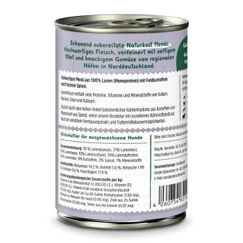 Knuffelwuff Nassfutter Lamm Pur Mit Kartoffeln & Spinat 6 X 400g 2 Knuffelwuff Nassfutter Lamm Pur Mit Kartoffeln & Spinat 6 X 400g – Bild 2