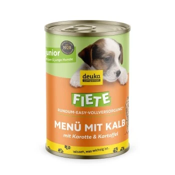 Fiete Junior Menü Mit Kalb, Karotte Und Kartoffel Deutsches Premium-Nassfutter 6x400g Dose 1 Fiete Junior Menü Mit Kalb, Karotte Und Kartoffel Deutsches Premium-Nassfutter 6x400g Dose
