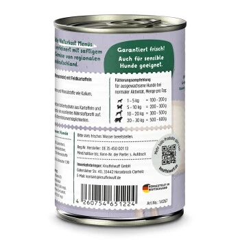 Knuffelwuff Nassfutter Lamm Pur Mit Kartoffeln & Spinat 6 X 400g 3 Knuffelwuff Nassfutter Lamm Pur Mit Kartoffeln & Spinat 6 X 400g – Bild 3