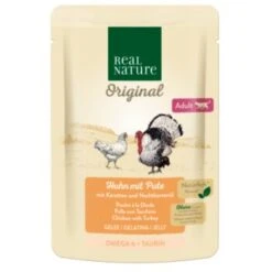 REAL NATURE Original Adult 12x85g Huhn Mit Pute, Karotten Und Nachtkerzenöl, In Gelée