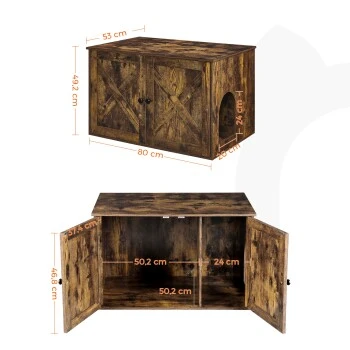 FEANDREA Katzenklo Schrank Vintagebraun 3 FEANDREA Katzenklo Schrank Vintagebraun – Bild 3